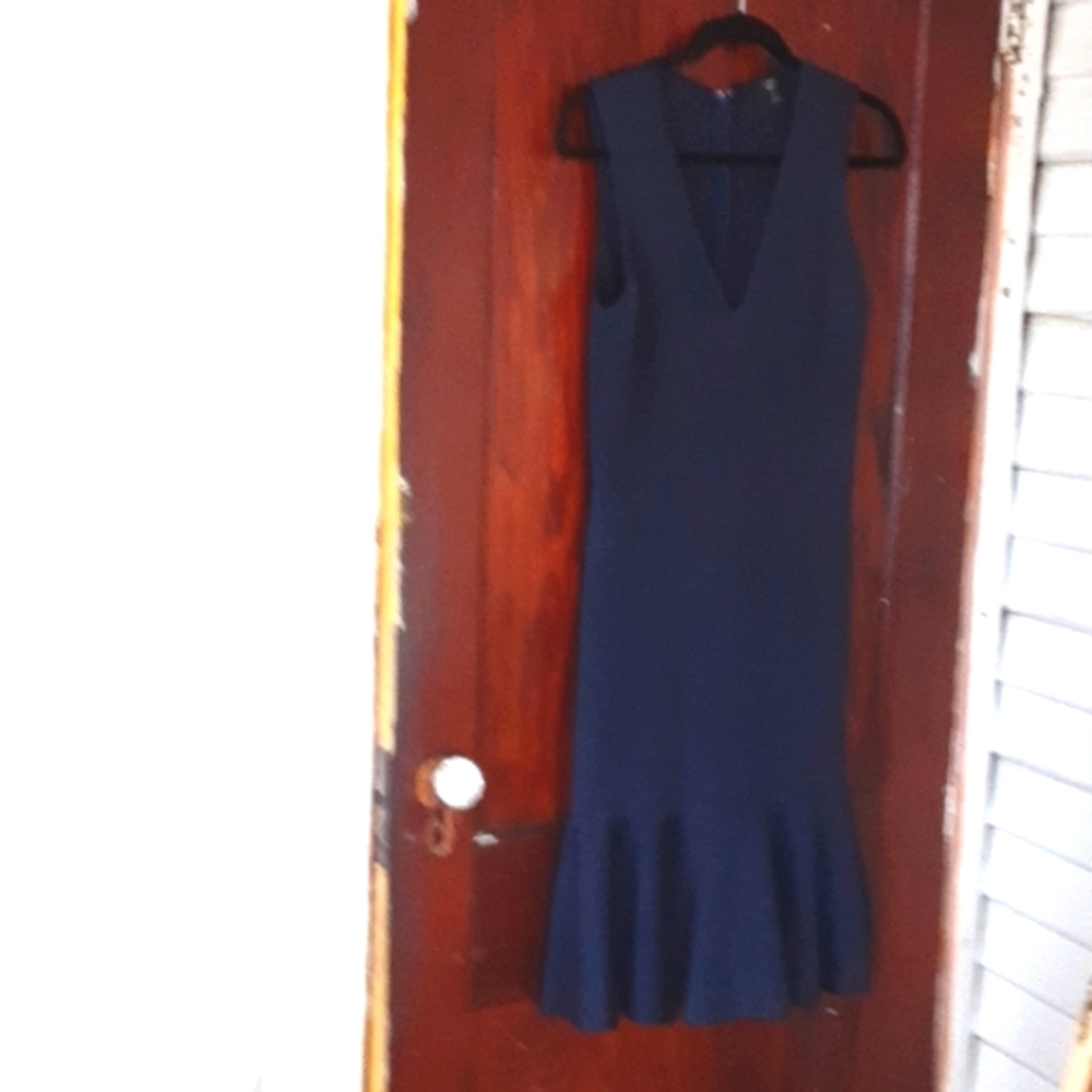 J. Crew 365 sz 8 Navy sleeveless knit dress with tulip hem midi pit 17 inches